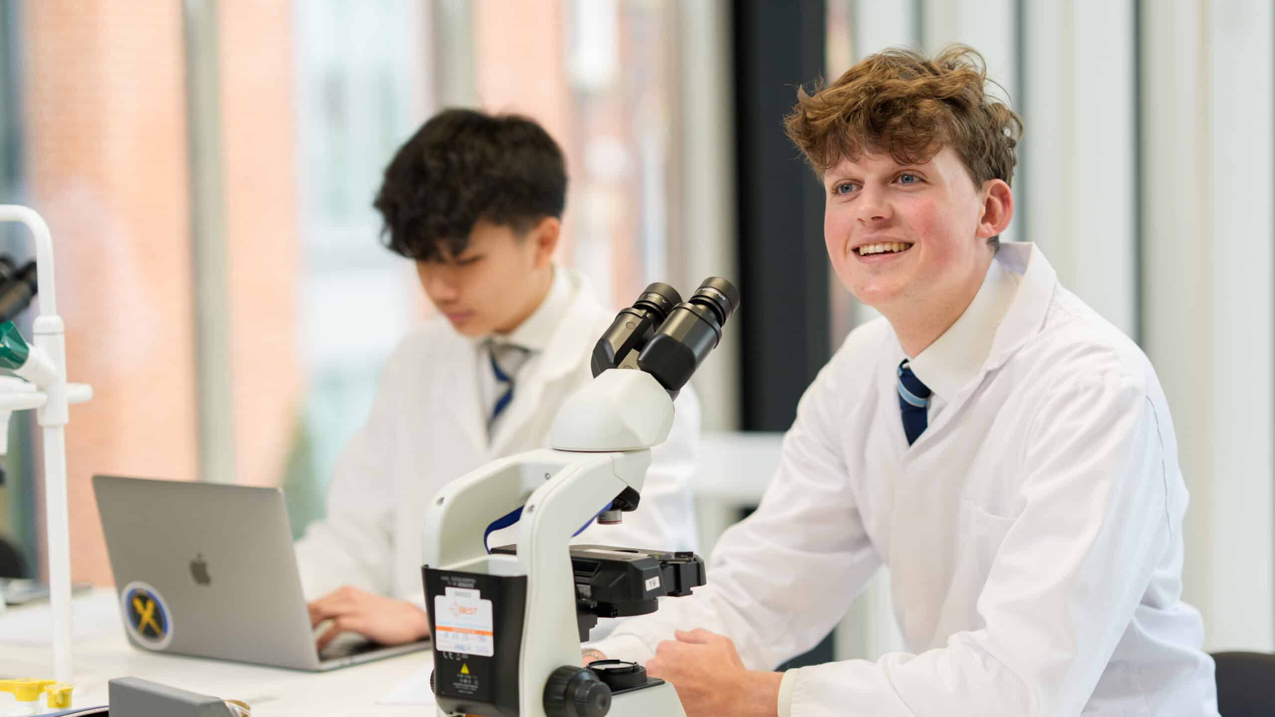 Boys using Barton Science Centre facilities.
